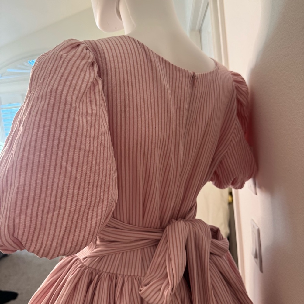 NWOT Ivy City Co Cupcake Pink Striped Puff Sleeve Dress - Picture 4 of 6